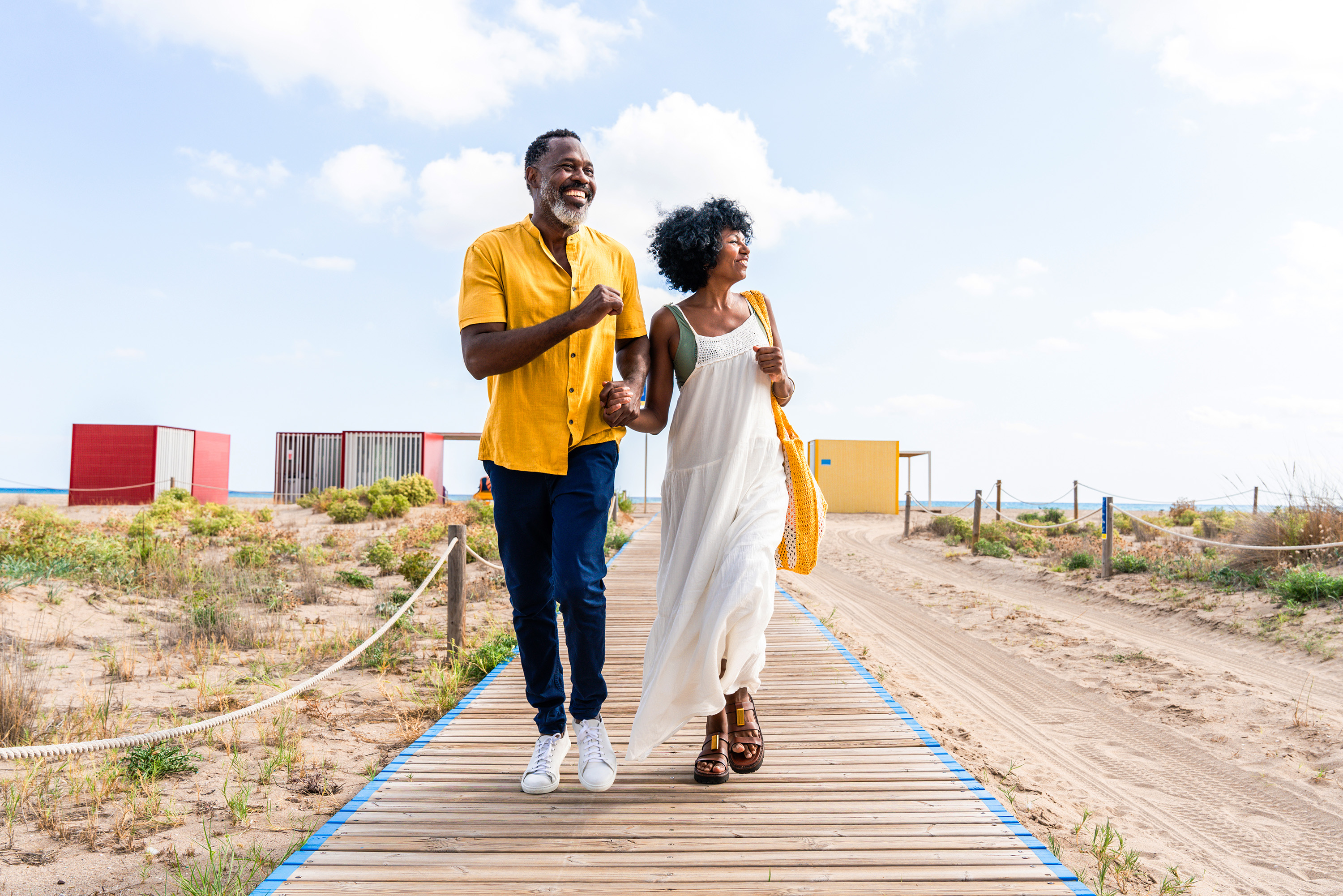 Retired couple on boardwalk