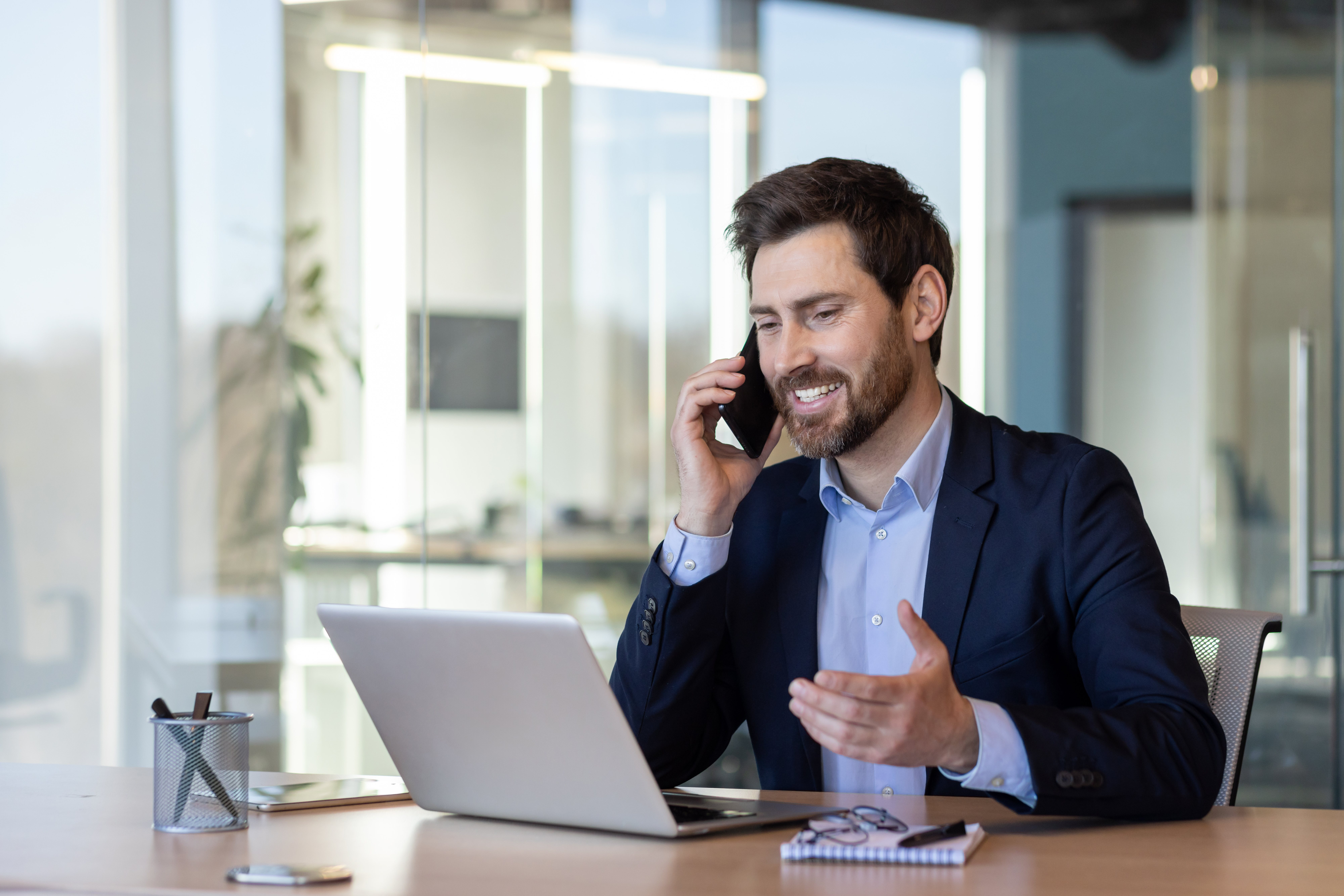 Professional on phone